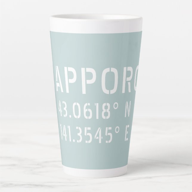 Caneca De Café Latte Coordenadas Sapporo Latitude & Longitude (Frente)