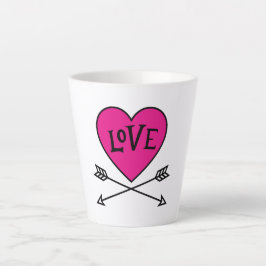 Caneca De Café Latte Copo de Coração Rosa Arcos de Cupido AMOR