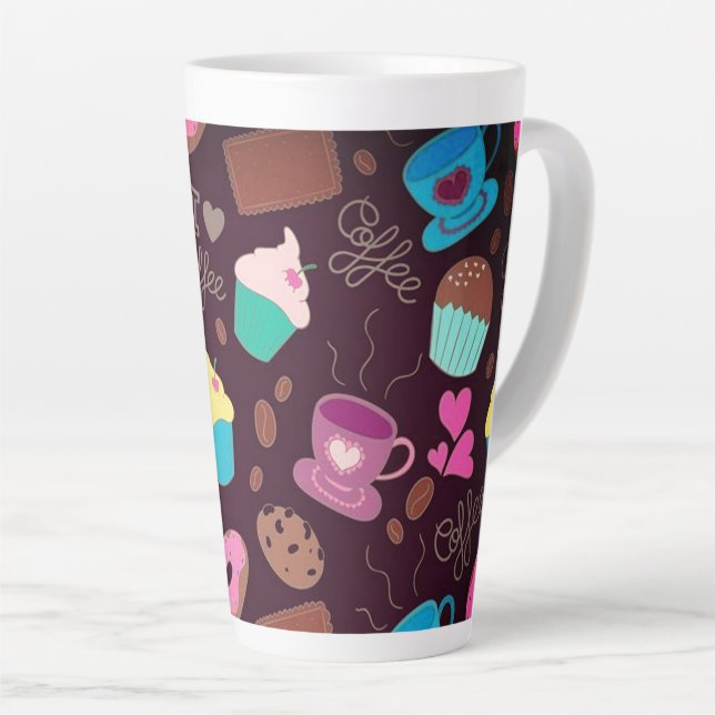 Caneca De Café Latte Copos e Cupcakes do café (Ângulo direito)