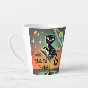 Caneca De Café Latte Coquetéis Pretos Cósmicos Futurísticos Atômicos
