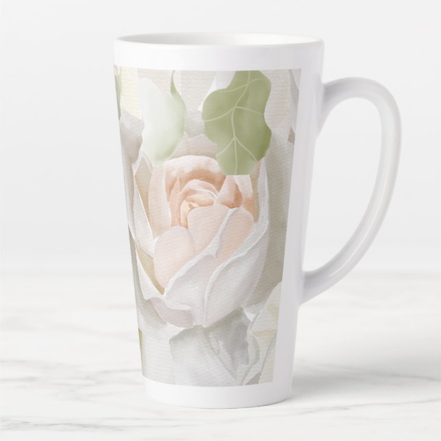 CANECA DE CAFÉ LATTE COR DA ÁGUA ROSA BRANCA (Direita)