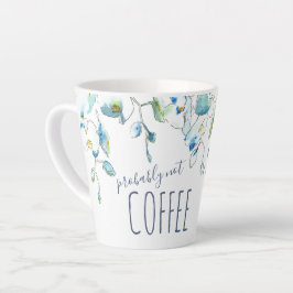 Caneca De Café Latte Cor de Água da Orquídea Azul Moderna Floral