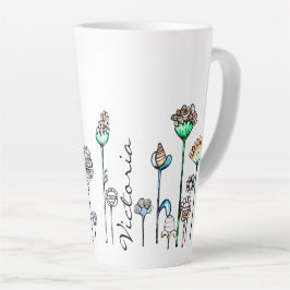 Caneca De Café Latte Cor-de-laranja rosa personalizada preto