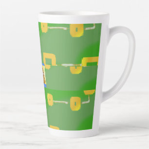 Caneca De Café Latte Cor de rosa Amarelo quadrada verde