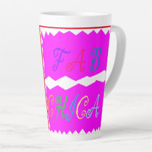 Caneca De Café Latte Cor de rosa com letra de texto bordado