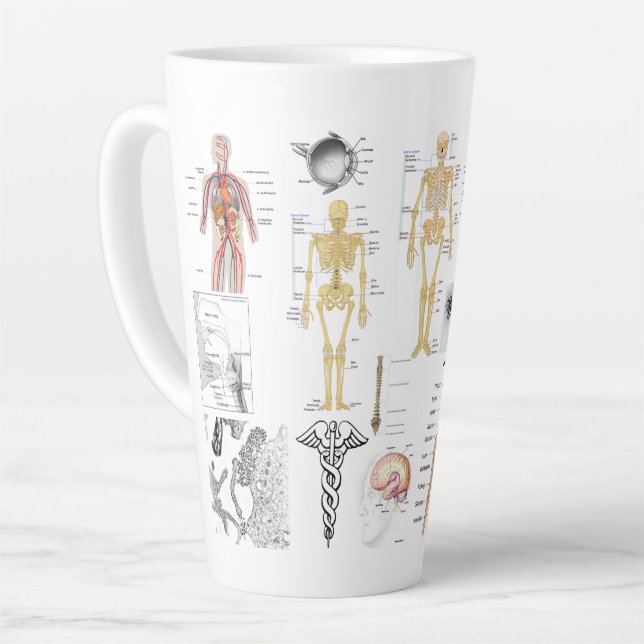Caneca De Café Latte Cor do cheio de Gráficos Médicos (Ângulo esquerdo)
