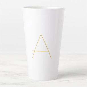 Caneca De Café Latte Cor Monograma Profissional Personalizado Dourado