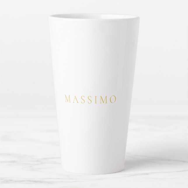 Caneca De Café Latte Cor Própria Nome Decorativo Chic Simples (Frente)