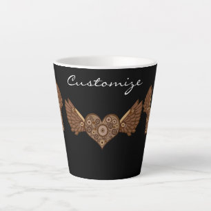 Caneca De Café Latte Coração Alado Steampunk com Garras Thunder_Cove