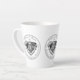 Caneca De Café Latte Coração de Cor de Prata do Aniversário Personaliza
