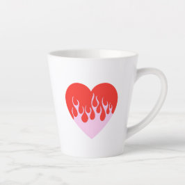 Caneca De Café Latte Coração de Fogo