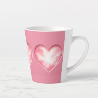 Caneca De Café Latte Coração de Nuvem Cor-de-Rosa Pastel Sonhador Etére