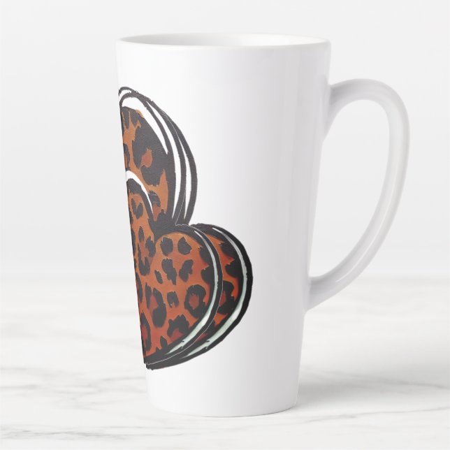 Caneca De Café Latte Coração desenhado à Mão do Leopardo (Direita)