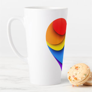 Caneca De Café Latte Coração em forma de arco-íris de SlipperyJoe em ca