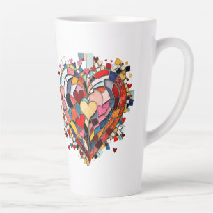 Caneca De Café Latte Coração Mosaico de Amor