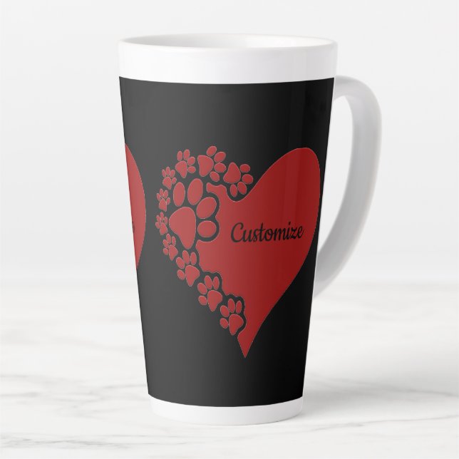 Caneca De Café Latte Coração Personalizado Pet Love (Ângulo direito)