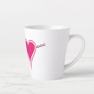 Caneca De Café Latte Coração & Seta-Framboesa