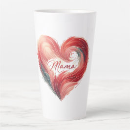 Caneca De Café Latte Coração vermelha com mamãe para Dia de as mães ou 