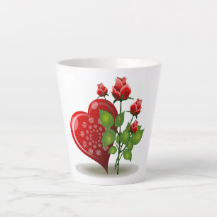 Caneca De Café Latte CORAÇÃO VERMELHA namorados E ROSAS VERMELHAS