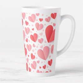 Caneca De Café Latte Coração Vermelho Romântico Feliz Dia dos Namorados