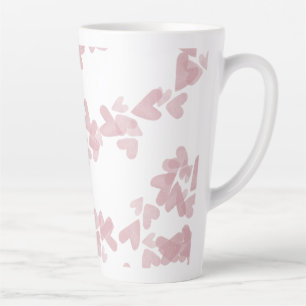 Caneca De Café Latte Corações de Aquarela Cartazes Flutuantes Rosa