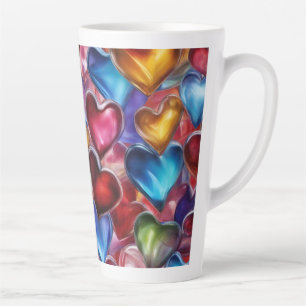 Caneca De Café Latte Corações de Vidro - Lata