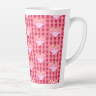 Caneca De Café Latte Corações Desejados do Coração e Padrão de Tableclo
