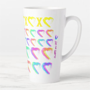 Caneca De Café Latte Corações Multicoloridos Latte Mug