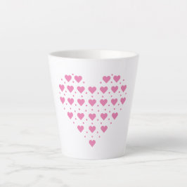 Caneca De Café Latte Corações Rosa