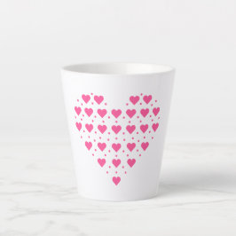 Caneca De Café Latte Corações Rosa