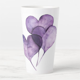 Caneca De Café Latte *Corações Roxos — Arte Digital Por Aquarela