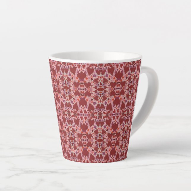 Caneca De Café Latte Corações Vermelho e Rosa (Ângulo direito)