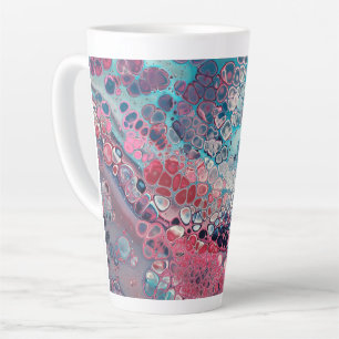 Caneca De Café Latte Coral e Aqua Acrílico - Abstrato