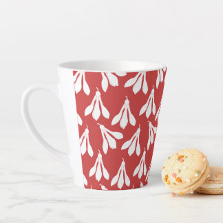 Caneca De Café Latte Coral Red Snowdrop Rain