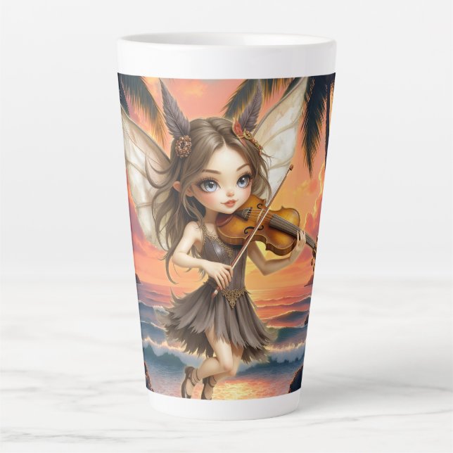 Caneca De Café Latte Cordas Sussurrantes da Fada do Crepúsculo. (Frente)