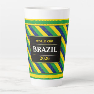 Caneca De Café Latte Cores da Bandeira do Fã de Futebol do Brasil Faixa
