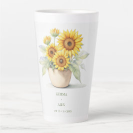 Caneca De Café Latte Cores d'água Cachorro-girassol personalizado recém