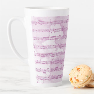 Caneca De Café Latte Cores d'água das notas musicais