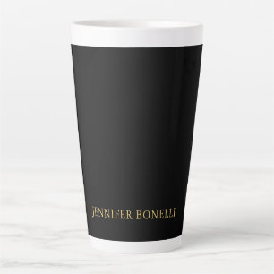 Caneca De Café Latte Cores Ouro Preto Profissional Moderno Nome da Moda