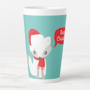 Caneca De Café Latte Cores Retro do Natal Raposa