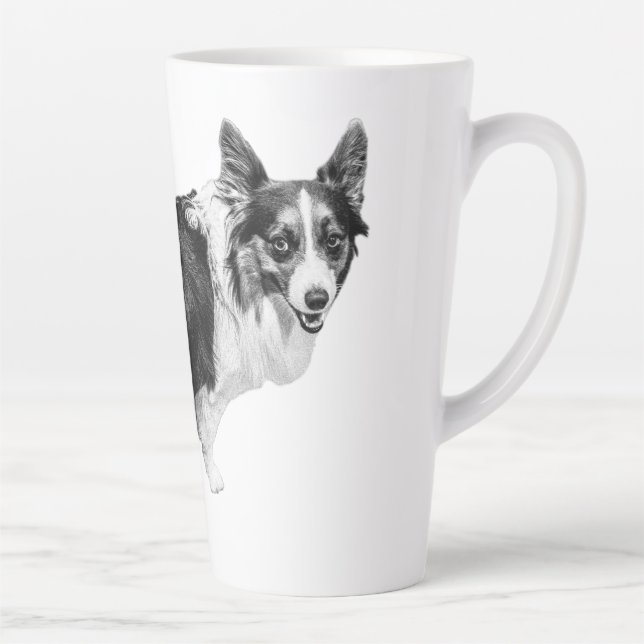 Caneca De Café Latte Corgi Spark in Snowlight (Direita)