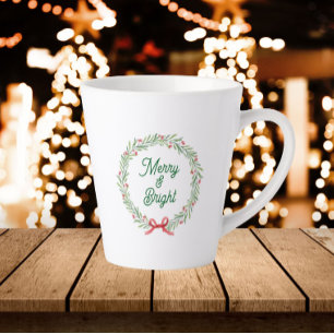 Caneca De Café Latte Coroa de Férias Alegre e Brilhante
