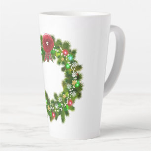 Caneca De Café Latte Coroa de Natal Decorada Festiva