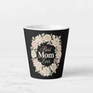 Caneca De Café Latte Coroa Floral Elegante Melhor Mãe do Mundo
