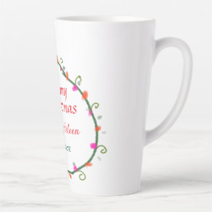 Caneca De Café Latte coroa verde-branca-branca, coroa-branca, Feliz Nat