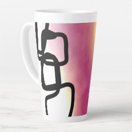 Caneca De Café Latte Corrente de bloqueio: Abstrato cor-de-rosa, amarel