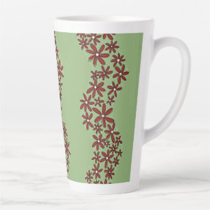 Caneca De Café Latte Corrente de margarida Flores brancas em verde