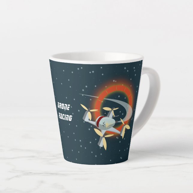 Caneca De Café Latte Corrida de Drone (Ângulo direito)