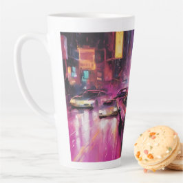 Caneca De Café Latte Corrida noturna em Vibrant City