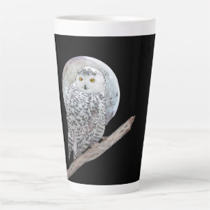Caneca De Café Latte Coruja das Neves e Pintura da Lua - Arte de Pássar